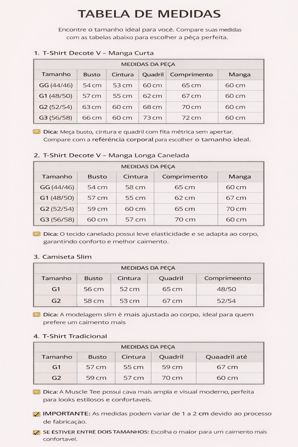 tabela de medidas plus size